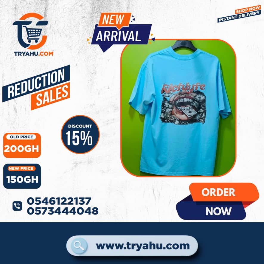 Heavy 100% Cotton T-Shirts for Men in Ghana | Tryahu Premium Quality